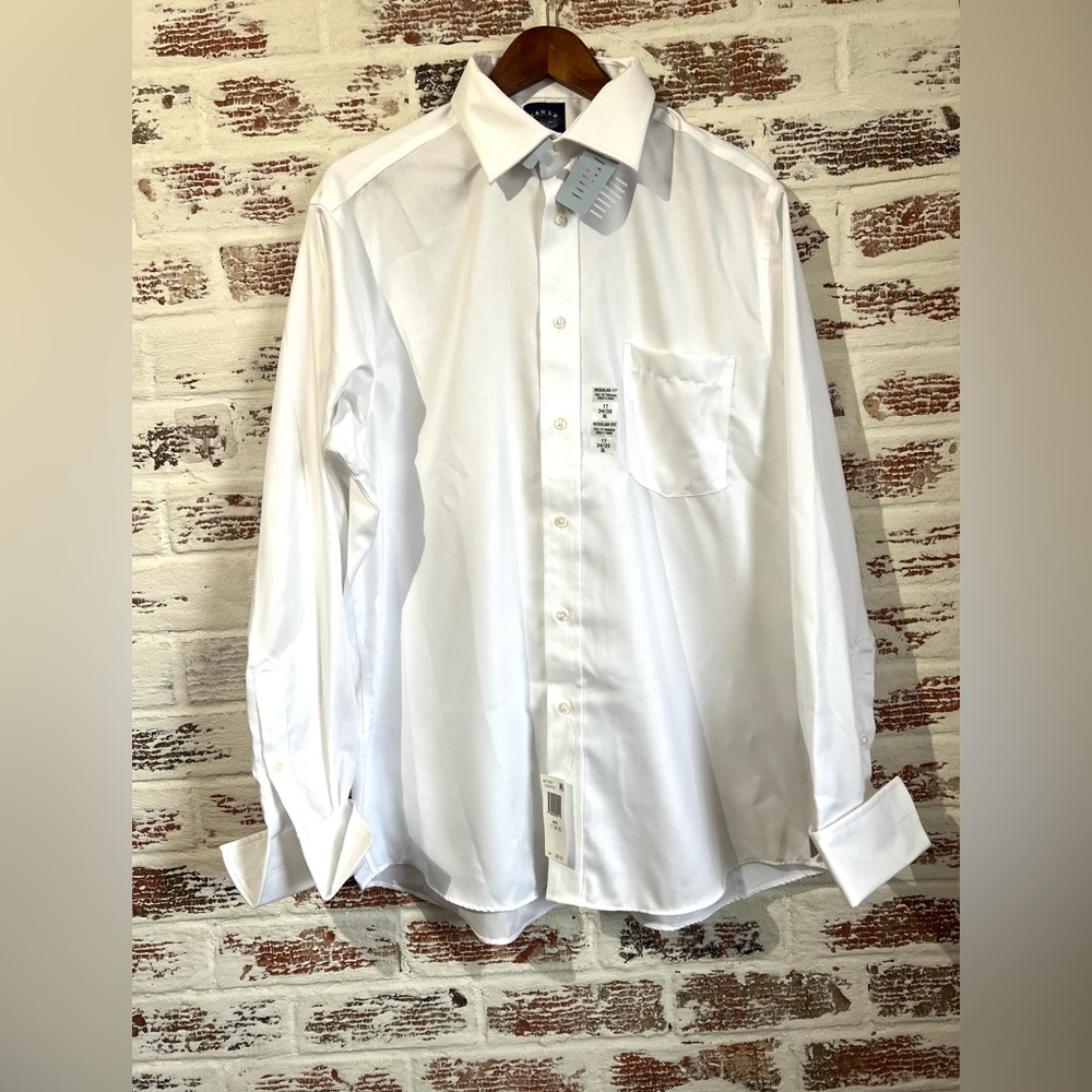 Eagle Dress Shirt White Button-Down Textured Cuff Sleeve Regular Fit XL 34/35 17